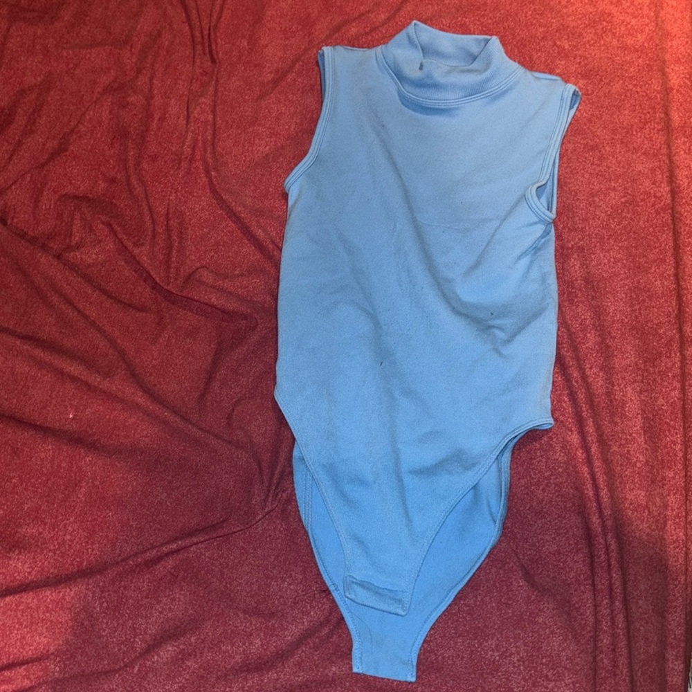 Blue high neck bodysuit